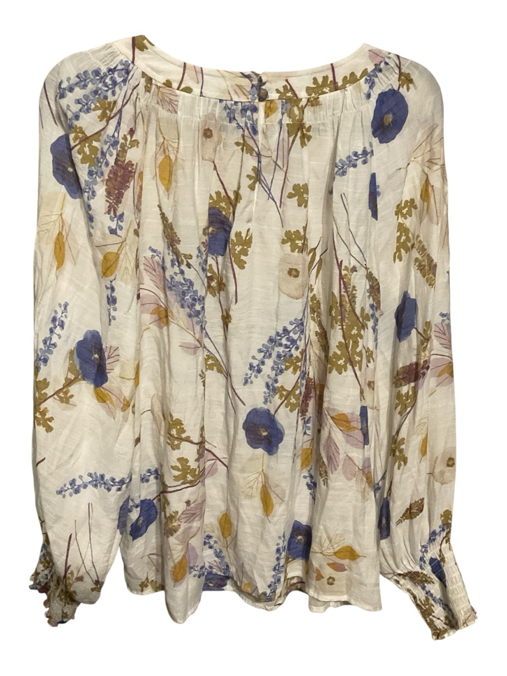 ANA A New Approach XL Floral Peasant Blouse Smocked Cuffs Boho Preloved A26 - Picture 3 of 5